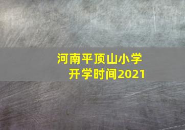 河南平顶山小学开学时间2021