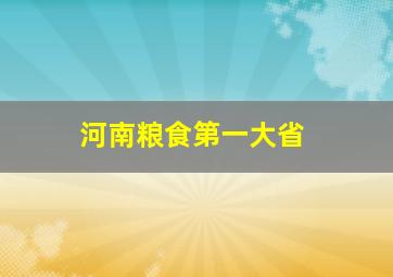 河南粮食第一大省