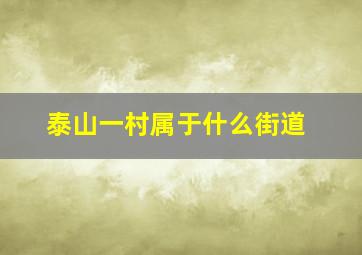 泰山一村属于什么街道