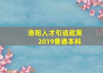 洛阳人才引进政策2019普通本科