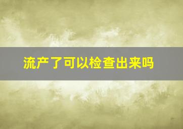 流产了可以检查出来吗