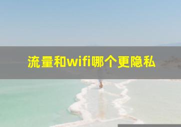 流量和wifi哪个更隐私