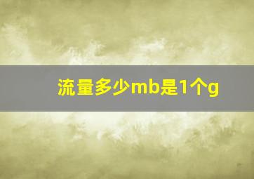 流量多少mb是1个g