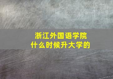 浙江外国语学院什么时候升大学的