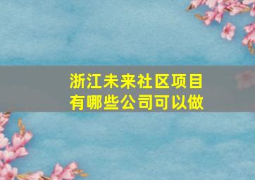 浙江未来社区项目有哪些公司可以做