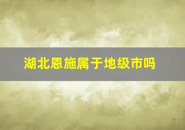 湖北恩施属于地级市吗