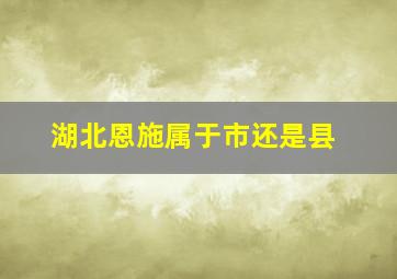 湖北恩施属于市还是县