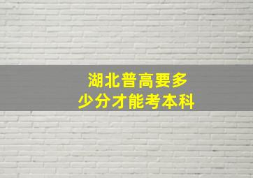 湖北普高要多少分才能考本科