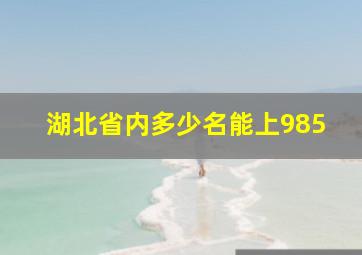 湖北省内多少名能上985