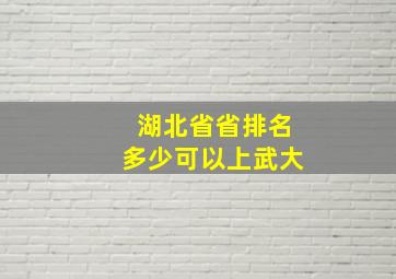 湖北省省排名多少可以上武大