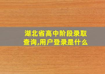 湖北省高中阶段录取查询,用户登录是什么