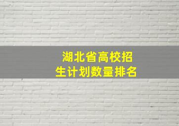 湖北省高校招生计划数量排名