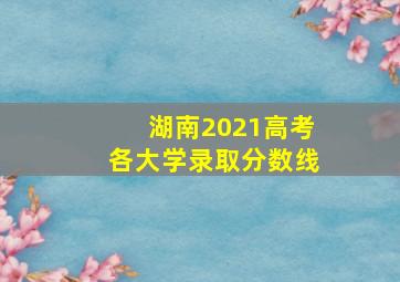 湖南2021高考各大学录取分数线