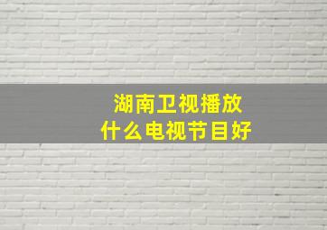 湖南卫视播放什么电视节目好