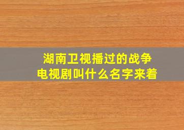 湖南卫视播过的战争电视剧叫什么名字来着