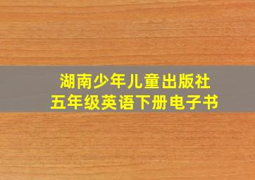 湖南少年儿童出版社五年级英语下册电子书