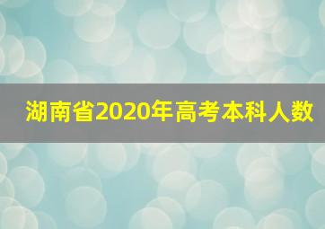 湖南省2020年高考本科人数