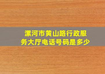 漯河市黄山路行政服务大厅电话号码是多少