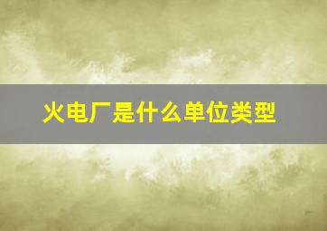 火电厂是什么单位类型