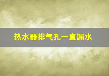 热水器排气孔一直漏水