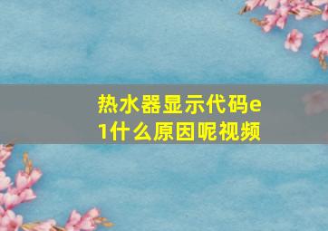 热水器显示代码e1什么原因呢视频