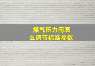 煤气压力阀怎么调节标准参数