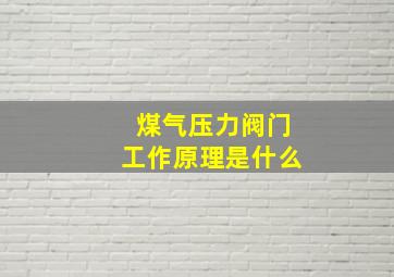 煤气压力阀门工作原理是什么