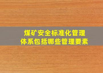 煤矿安全标准化管理体系包括哪些管理要素