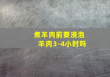 煮羊肉前要浸泡羊肉3-4小时吗