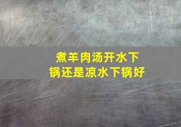 煮羊肉汤开水下锅还是凉水下锅好