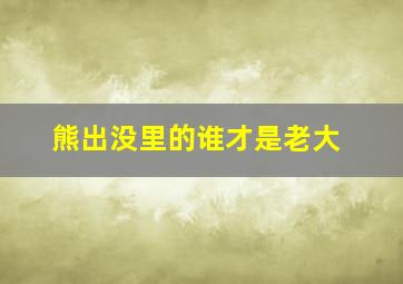 熊出没里的谁才是老大