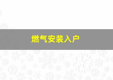 燃气安装入户