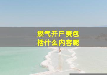 燃气开户费包括什么内容呢