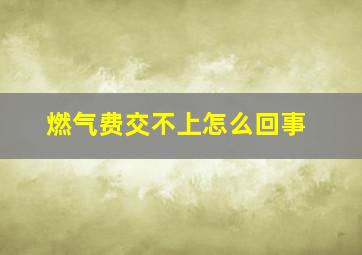 燃气费交不上怎么回事