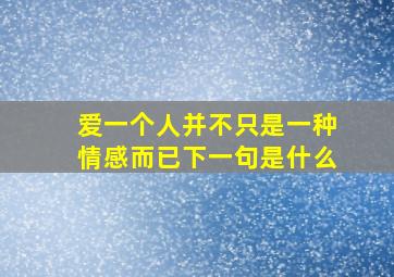 爱一个人并不只是一种情感而已下一句是什么