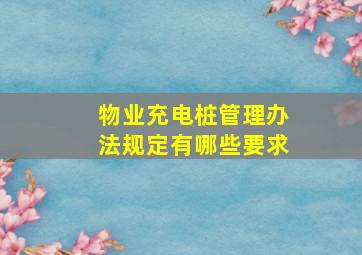 物业充电桩管理办法规定有哪些要求