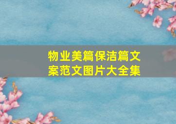 物业美篇保洁篇文案范文图片大全集