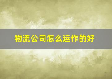 物流公司怎么运作的好