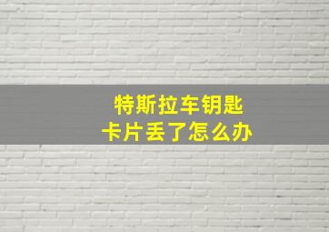 特斯拉车钥匙卡片丢了怎么办