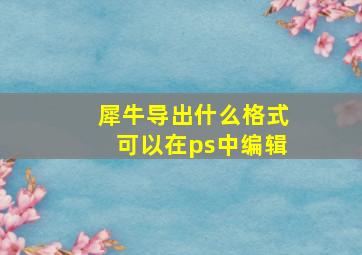 犀牛导出什么格式可以在ps中编辑