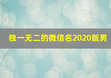 独一无二的微信名2020版男