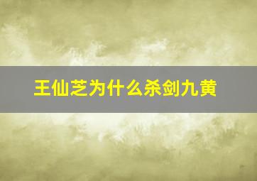 王仙芝为什么杀剑九黄