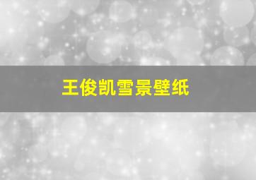 王俊凯雪景壁纸