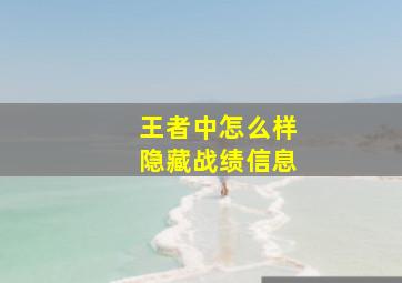 王者中怎么样隐藏战绩信息