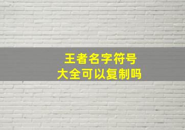 王者名字符号大全可以复制吗