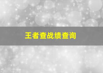 王者查战绩查询