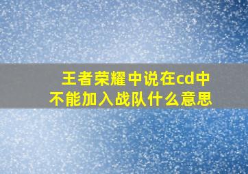 王者荣耀中说在cd中不能加入战队什么意思