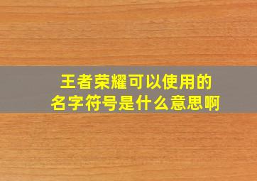 王者荣耀可以使用的名字符号是什么意思啊