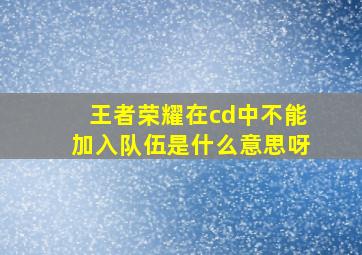 王者荣耀在cd中不能加入队伍是什么意思呀