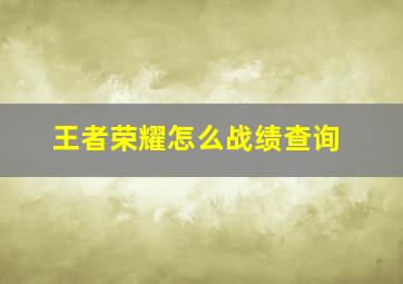 王者荣耀怎么战绩查询